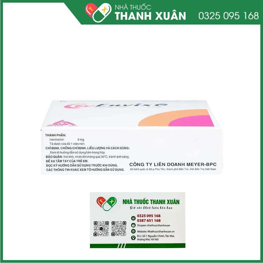 Envix 6 trị giun chỉ Onchocerca do ấu trùng giun chỉ Onchocerca volvulus, giun lươn ở ruột